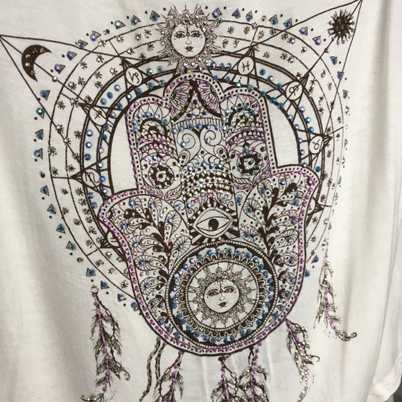 Charlotte Russe Cream Sheer Hamsa Tank Top Size S - Picture 5 of 7